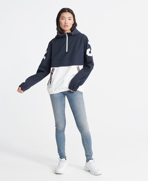 Superdry Colour Block Overhead Női Kabát Sötétkék | OIPLR2735